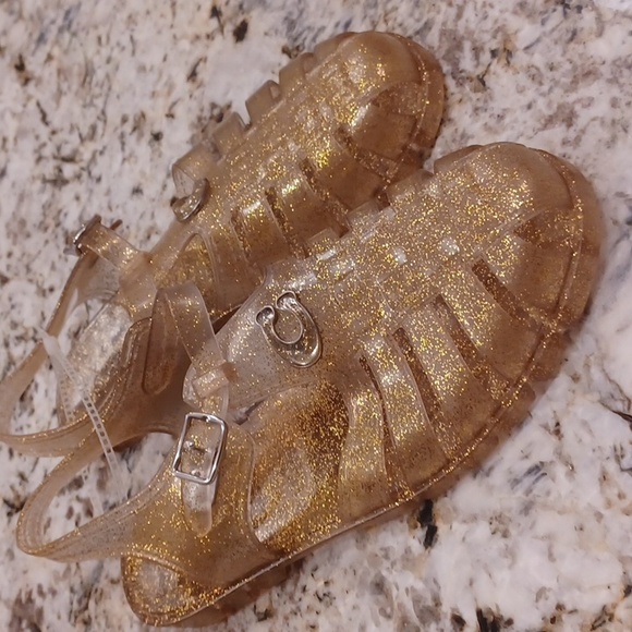 COACH Jelly PVC Gold Glitter Flat Fisherman Sandals Sizes 8 NEW - Picture 7 of 14